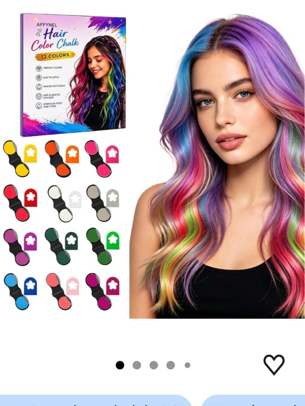 12 Colors Hair Chalk Washable, Temporary Hair Color